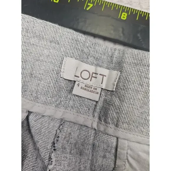 Loft Shorts Womens 4 Gray Ruffled Trim Pockets Side Zip - Picture 4 of 7